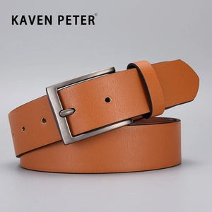 Classic Men PU Leather Brown Belts Luxury Designer Pin Buckle Waist Strap Belt