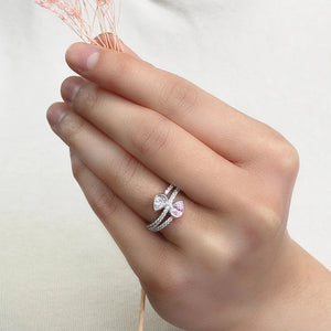 Waterdrop Pink/White Cubic Zirconia Women Rings Luxury Trendy Wedding Band Accessories