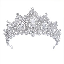 Cargar imagen en el visor de la galería, Luxury Diverse Silver Color Crystal Bridal Tiaras Crowns Rhinestone Pageant Headpiece e57