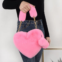 Load image into Gallery viewer, Red Women Plush Love Heart Bag Soft Shoulder bag Tote Purse q330