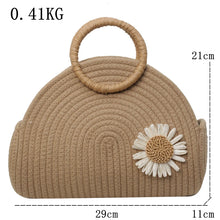 Charger l&#39;image dans la galerie, Cotton thread Woven Handbag Women Holiday Beach Casual Tote Top-Handle Bags a180