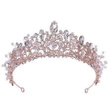 Laden Sie das Bild in den Galerie-Viewer, Royal Queen Handmade Crystal Bride Tiaras Headbands for Women Headdress Crown Wedding Dress Hair Jewelry Accessories