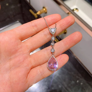 Tassel Heart Shaped Water Droplets High Carbon Diamond Pendant Necklace Parabai Hoop Earrings x10