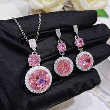 Load image into Gallery viewer, Luxury Pink Round Jewelry Sets For Women Bridal Necklace Earrings set mj33 - www.eufashionbags.com