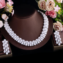 Cargar imagen en el visor de la galería, Full Cubic Zirconia Pave Round Chunky Wedding Party Necklace Pageant Jewelry Sets b05