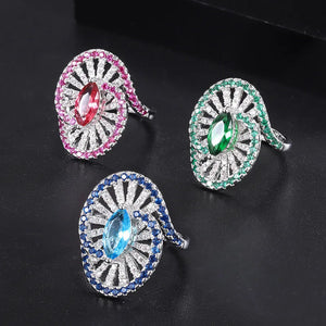 Luxury 925 Sterling Silver Emerald Rings for Women Shinning Full Cubic Zirconia Wedding Ring x70