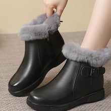画像をギャラリービューアに読み込む, Round Toe Fur Women Snow Boots Genuine Leather Ankle Boots q159