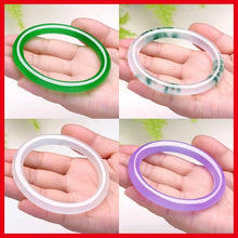 Carica l&#39;immagine nel visualizzatore di Gallery, Natural Myanmar Jadeite Green Bangle Ice Floating Flower Violet Round Jade Bracelet