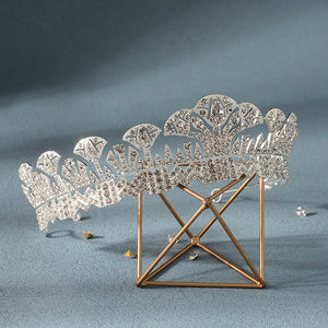 Luxury Royal Queen Geometric Crystal Bridal Tiaras Crowns Baroque Rhinestone Pageant Diadem Headpieces