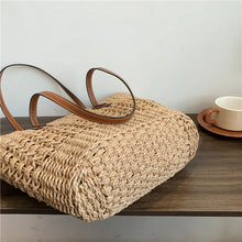 Cargar imagen en el visor de la galería, New Summer Woven Shoulder Bag Women Beach Straw Knitted Handmade Large Handbag Purse a27