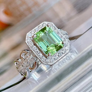 Luxury Trendy Green CZ Geometric Rings for Women Wedding Jewelry n202