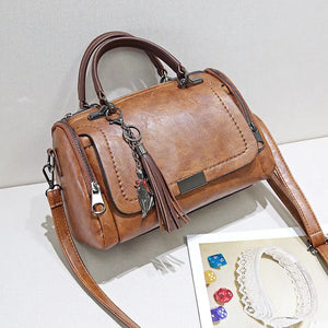 Large Tassel Decor Handbag Fashion Women's Shoulder Bag Zipper Crossbody Bag With Strap a01