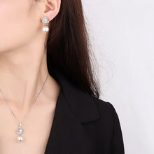 Cargar imagen en el visor de la galería, White Pearl Camellia Pendant Necklace Earrings Fine Jewelry for Women Luxury Bridesmaid Gift