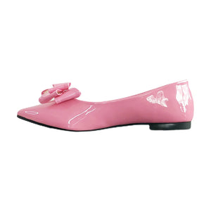 Pink Women Flats Wedding Shoes Pointed Casual Shoes Slip on Bowknot Ballet Shoes Size 33-43