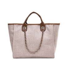 Laden Sie das Bild in den Galerie-Viewer, Women Chain Tote Bag Designer Shoulder Casual Bags Beach Canvas Handbags