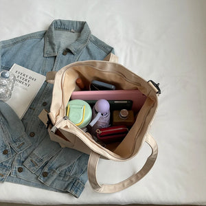 Y2K Solid Color Soft Cloth Design Shoulder Bags for Women 2024 Summer Fashion Big Shopper Shopping Handbags
