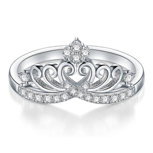 Silver Color Women Crown Rings Finger Accessories n105