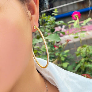 Large Shiny Luxury Cubic Zirconia Inlaid Round Hoop Earrings cw36 - www.eufashionbags.com