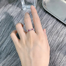 Laden Sie das Bild in den Galerie-Viewer, Luxury Blue/Red Cubic Zircon Promise Rings for Women Silver Color Fashion Accessories Daily Wear Party Jewelry