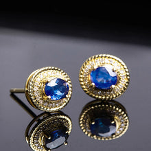 Cargar imagen en el visor de la galería, Temperament Blue Cubic Zirconia Gold Color Stud Earrings for Women Dainty Piercing Accessories
