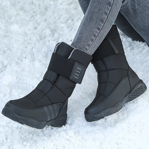 Women Winter Boots Waterproof Mid-Calf Snow Boots Warm Plush Platform Shoes