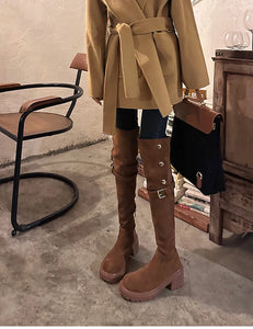Fashion Slip On Long Boots Winter Women Over the Knee High Boots Shoes h03