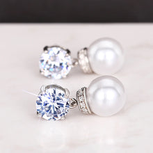 Load image into Gallery viewer, Fancy Women Imitation Pearl Dangle Earrings Silver Color Modern Accessories Wedding Party Elegant Jewelry
