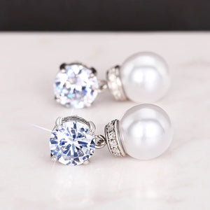Fancy Women Imitation Pearl Dangle Earrings Silver Color Modern Accessories Wedding Party Elegant Jewelry