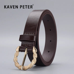 Luxury PU Leather Belt For Women New Gold Pin Buckle Designer High Quality Trouser Belts