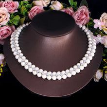 Laden Sie das Bild in den Galerie-Viewer, Handmade Cubic Zirconia Link Necklace Cluster Pearl Wedding Party Engagement Jewelry b71