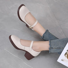 Laden Sie das Bild in den Galerie-Viewer, Spring Genuine Leather Women Pumps Round Toe Platform High Heel Shoes x12