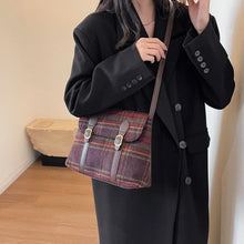 Load image into Gallery viewer, Woolen Cloth Checkered Pattern Small Shoulder Bags for Women a140