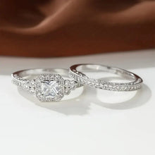 Cargar imagen en el visor de la galería, Princess White/Black Set Rings for Women 2Pcs Luxury Cubic Zircon Wedding Accessories
