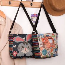 Load image into Gallery viewer, Ethnic Style Handbag Embroidery Elephant Canvas Women Shoulder Bags Grocery Storage Pouch Large Crossbody Bag