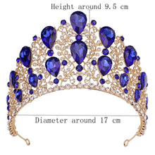 Load image into Gallery viewer, Baroque Water drop Bridal Tiaras and Crowns Big Size Headwear Pageant Party Prom Wedding Crown Hair Jewelry