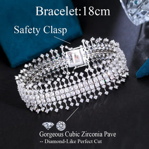 Luxury Chunky Cubic Zirconia Paved Wide Bridal Bracelets Jewelry Gift b169