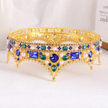 Laden Sie das Bild in den Galerie-Viewer, Gold Color Royal Queen King Crystal Tiaras and Crowns Prom Bridal Diadem Wedding Crown Girls Hair Jewelry Accessories