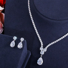 Load image into Gallery viewer, Fashion Cubic Zirconia Water Drop Pendant Necklace and Earrings Bridal Jewelry Sets s16