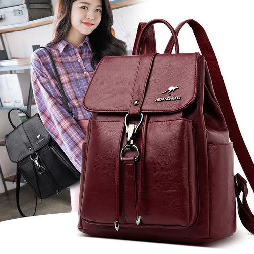 Genuine Leather Women Backpack Sac A Dos School Bags for Girls Large Travel Backpack a11