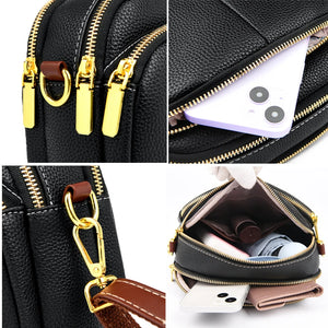 Classic Multifunctional Compartments Adjustable Wide Shoulder Strap Luxury PU Leather Shoulder Crossbody Bag a175