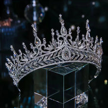 Load image into Gallery viewer, Luxury Sparkling Crystal Headpiece Geometric Bridal Rhinestone CZ Tiaras Crown a03