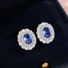 Cargar imagen en el visor de la galería, Blue Cubic Zirconia Women&#39;s Stud Earrings Wedding Anniversary Party Accessories Jewelry