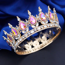 Laden Sie das Bild in den Galerie-Viewer, Gorgeous Crystal Wedding Crown, Royal Queen King AB Tiaras and Crowns, Bridal Diadem, Party Prom, Bride Headdress