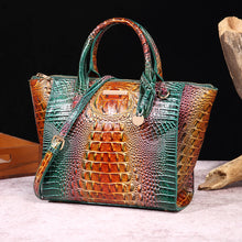 Laden Sie das Bild in den Galerie-Viewer, Ombre Crocodile Embossed Handbag Classic Style Boston Crossbody Bag Women&#39;s Satchel Purse