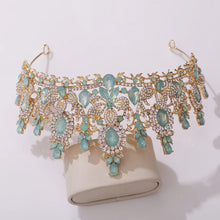 Load image into Gallery viewer, Luxury Pink Opal Royal Queen Wedding Crown Rhinestone Crystal Tiara Hair Jewelry a07