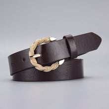 Carica l&#39;immagine nel visualizzatore di Gallery, Luxury PU Leather Belt For Women New Gold Pin Buckle Designer High Quality Trouser Belts