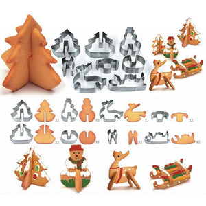 Stainless Steel Christmas Cookie Cutters Set Mold Gingerbread House Mould Xmas Tree Baking Accessories - www.eufashionbags.com