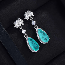 画像をギャラリービューアに読み込む, 925 Silver Needle Oval Shape Paraiba Tourmaline Gemstone Stud Earrings For Women x40