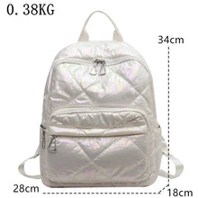 Charger l&#39;image dans la galerie, Winter Ultra Light Space Down Women Backpack Quilted Plaid Large School Bag a85