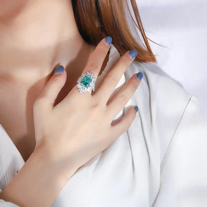 925 Sterling Silver Paraiba Gemstone Crystal Drop Crystal Wedding Ring Set for Couple x18